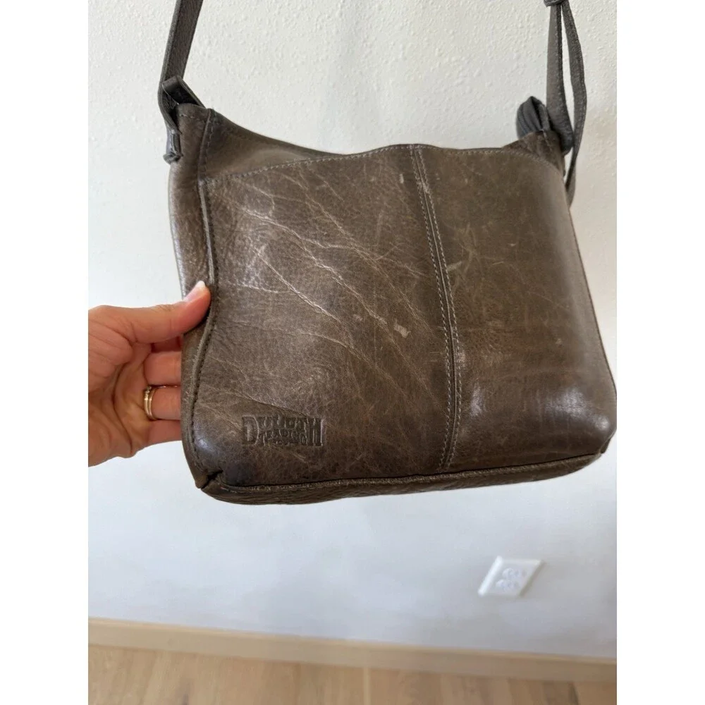 Duluth Trading Co Leather Crossbody Messenger Bag Purse Brown Pebbled Cowhide